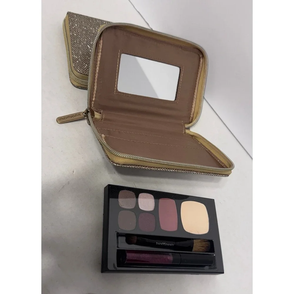 BareMinerals Glitz & Glam Makeup Palette with Brush and Bag bundle NEW